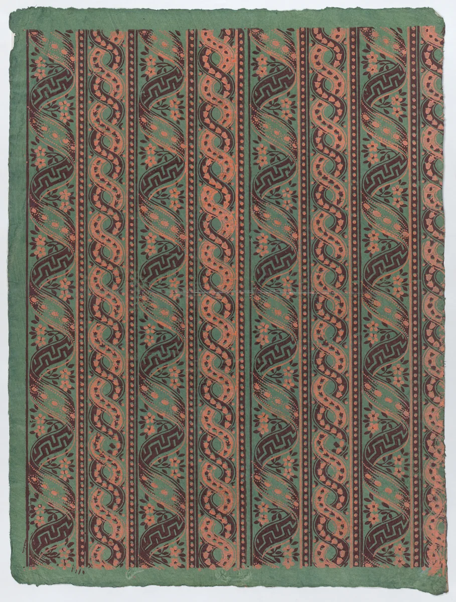 Sheet with four borders with guilloche and ribbon patterns by anonymous, print, 1775-1875