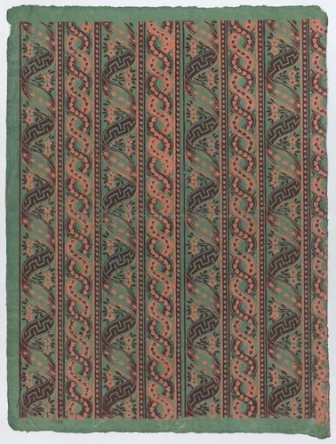 Sheet with four borders with guilloche and ribbon patterns by anonymous, print, 1775-1875