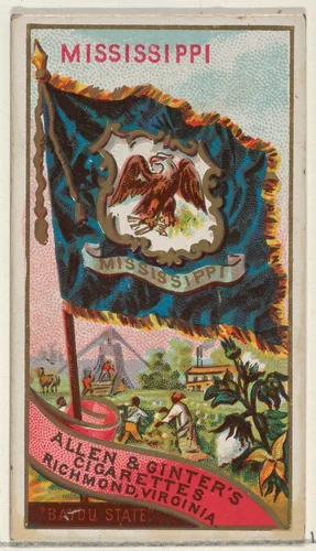 Mississippi, from Flags of the States and Territories (N11) for Allen & Ginter Cigarettes Brands by Allen & Ginter, print, 1888