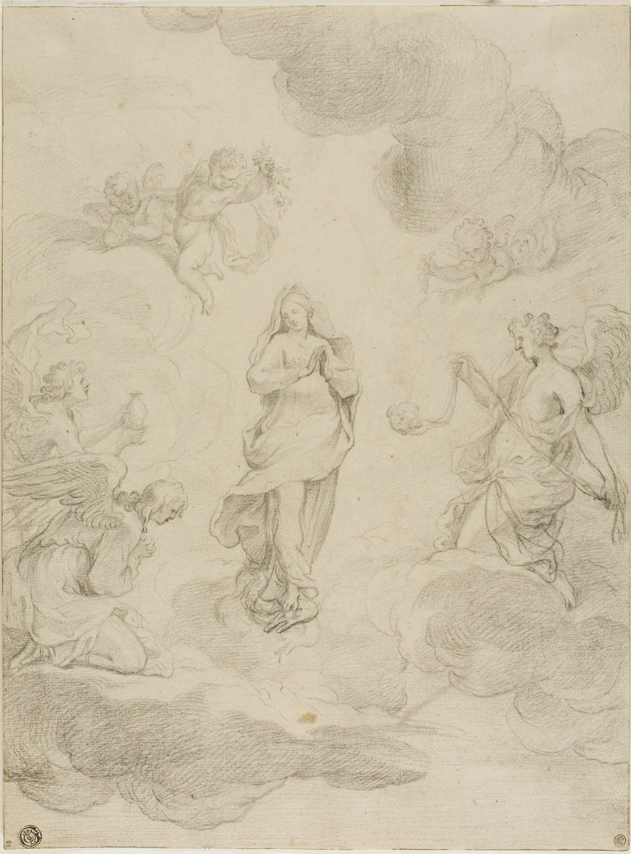 Adoration of the Virgin by Antoine Rivalz, drawing, 1687-1735