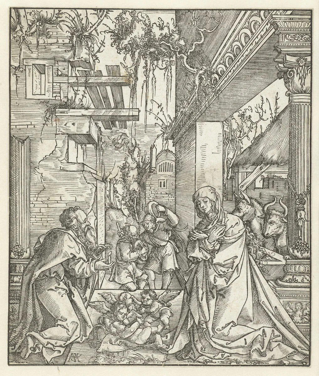 De geboorte van Christus by Unknown, print, 1519-1530
