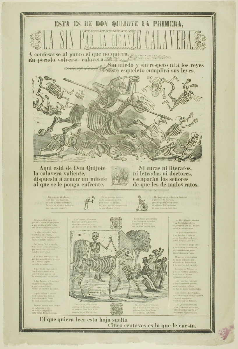 This is Don Quixote's, the First, the Matchless, the Giant Calavera by José Guadalupe Posada, print, 1872-1913