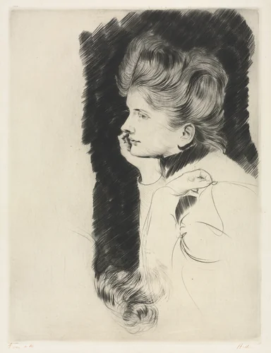Head of a Woman by Paul César Helleu, print, 1880-1920