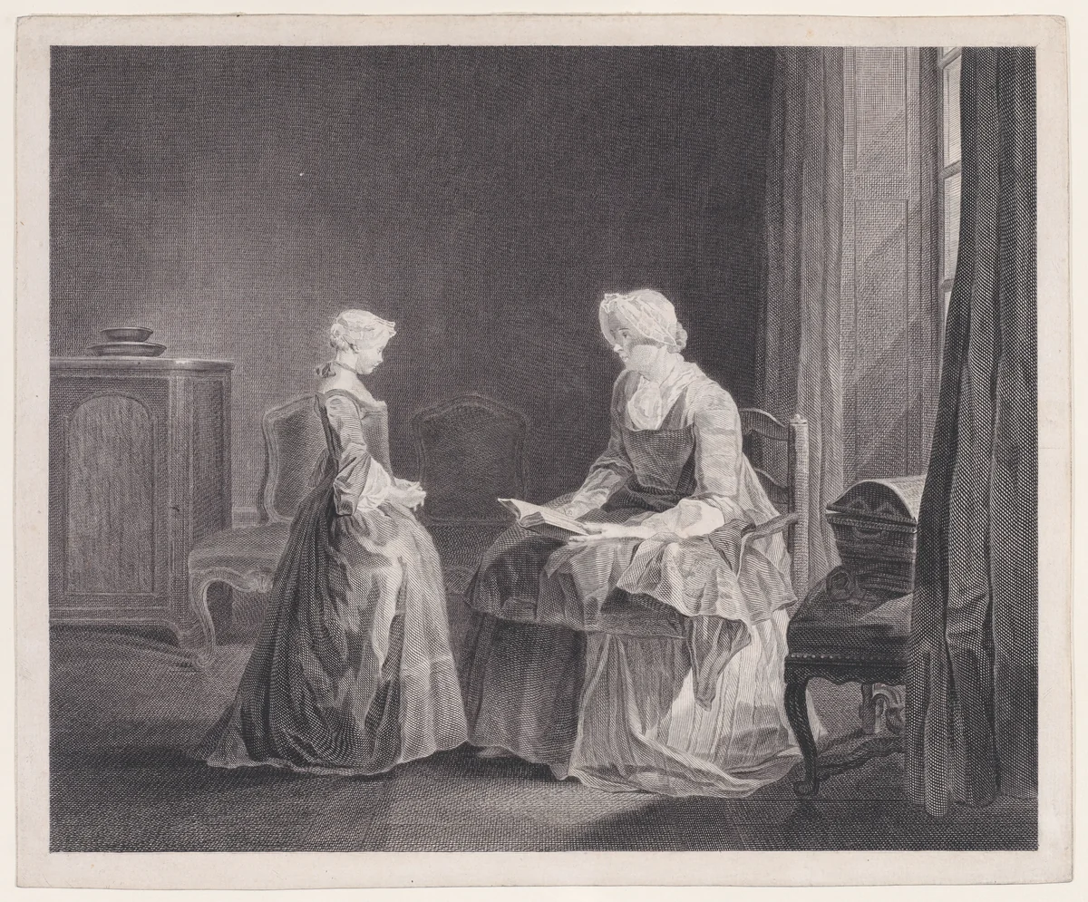 La Bonne Education by Jacques-Philippe Le Bas, print, 1749