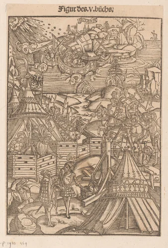 Veldslag van Julius Caesar tegen Galliërs by anonymous, print, 1508