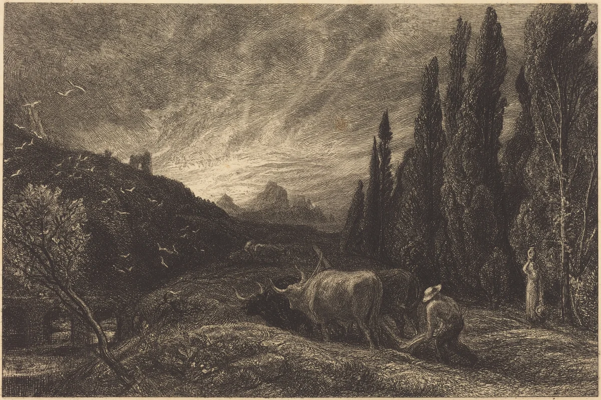 The Early Ploughman by Samuel Palmer, print, 1861