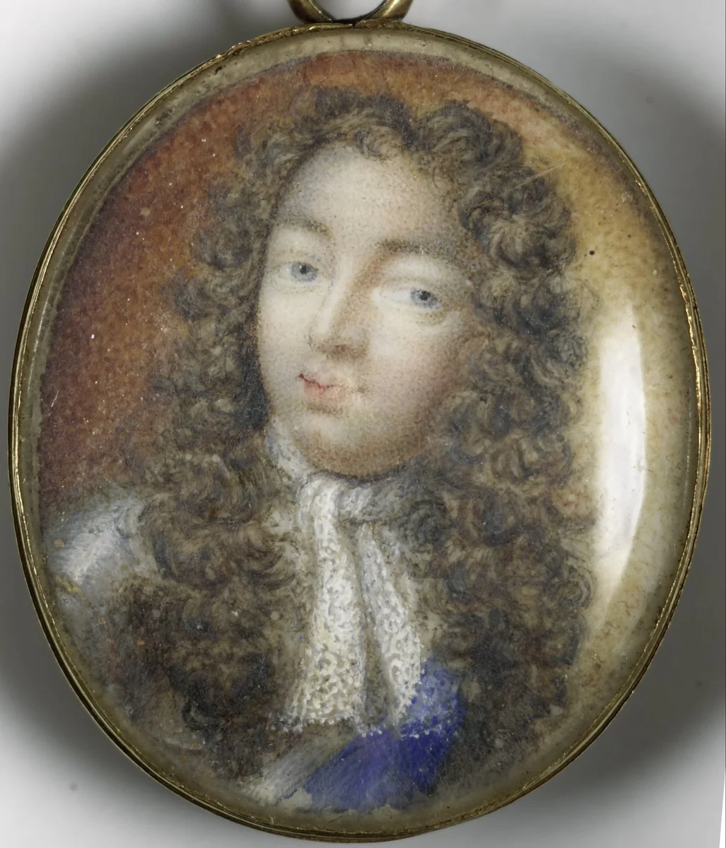 Portret van een man en een vrouw (keerzijde) vermoedelijk Willem Frederik Markgraaf van Brandenburg-Anspach (1686-1723) en zijn vrouw Christiane Charlotte van Württemberg (1694-1723) by anonymous, painting, 1710-1730