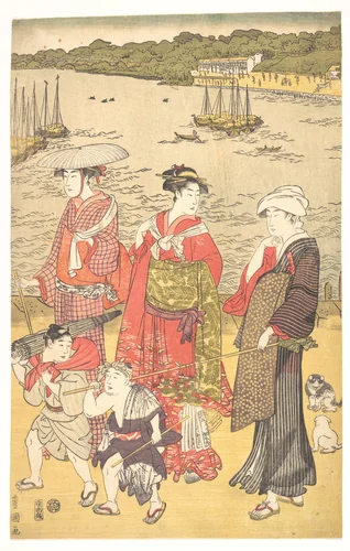 Women at Takanawa Beach by Utagawa Toyokuni, print, 1785-1805