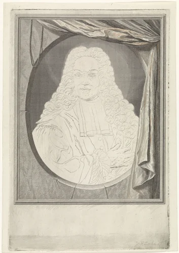 Portret van Johann Conrad Rücker by Jacob Houbraken, print, 1744-1746