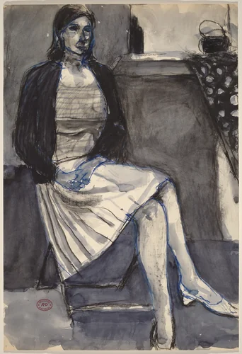 Untitled [seated woman in pleated skirt] by Richard Diebenkorn, drawing, 1955-1967