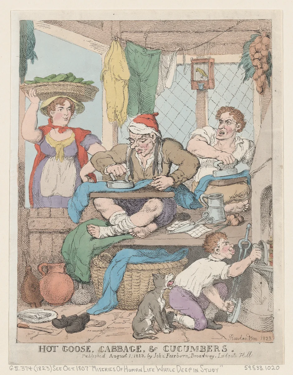Hot Goose, Cabbage & Cucumbers by Thomas Rowlandson, print, 1823