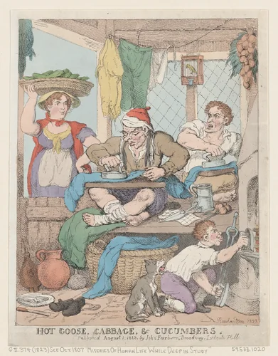 Hot Goose, Cabbage & Cucumbers by Thomas Rowlandson, print, 1823