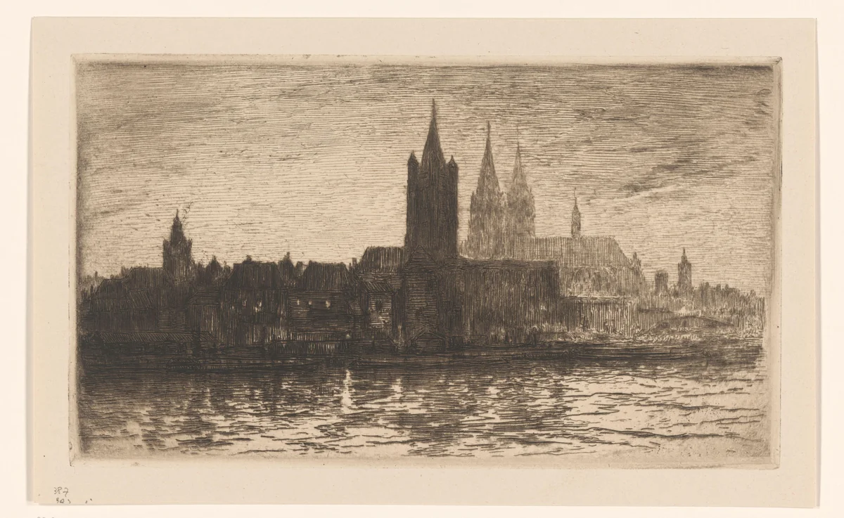 Gezicht op Keulen bij avond by Carel Nicolaas Storm van 's-Gravesande, print, 1896