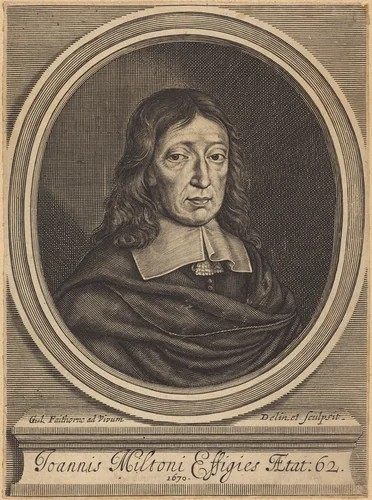 John Milton by William Faithorne, print, 1670