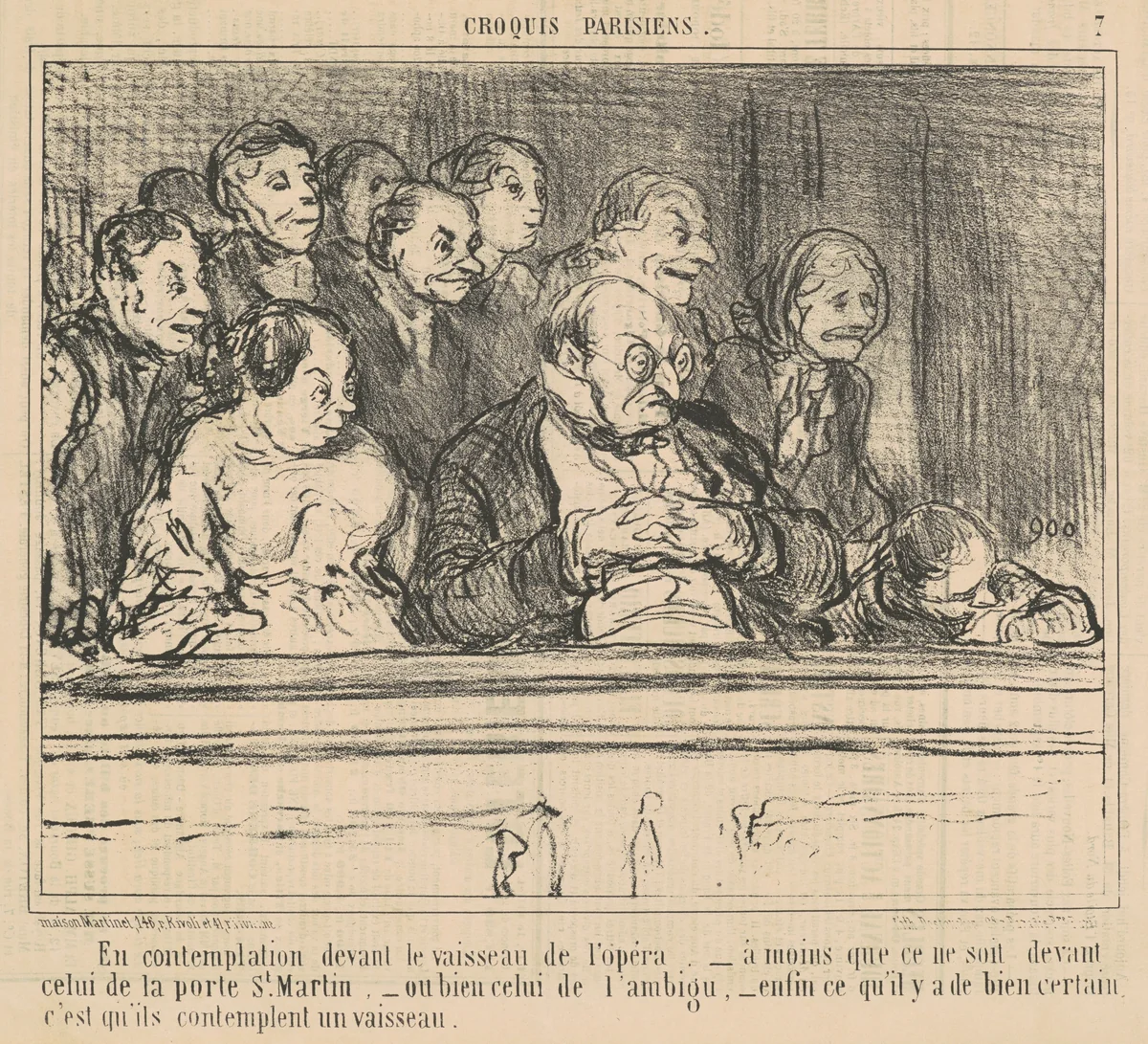 En contemplation devant le vaisseau de l'opera by Honoré Daumier, print, 1856
