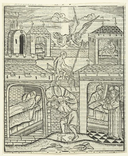 Christus geneest een man bij het bad van Betesda by Unknown, print, 1480-1500