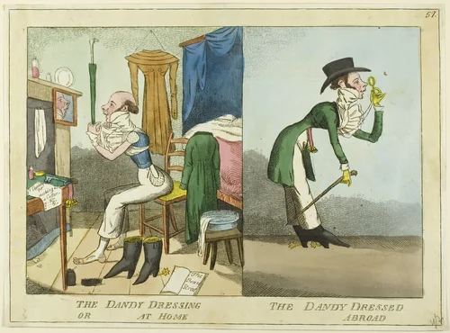 The Dandy Dressing; The Dandy Dressed by J. Lewis Marks, print, 1815-1825