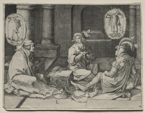 The Story of Joseph: Joseph Interprets the Dreams in Prison by Lucas van Leyden, print, 1512