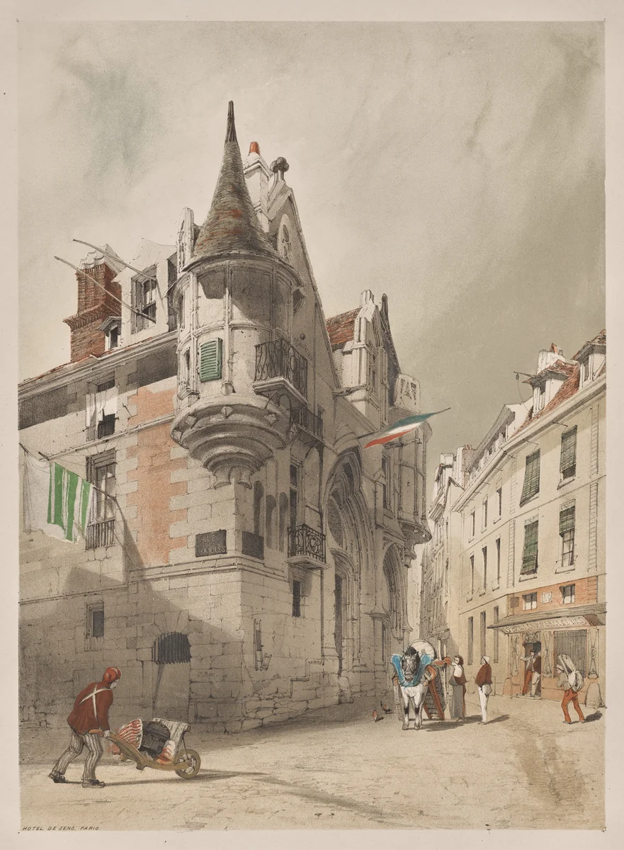 Picturesque Architecture in Paris, Ghent, Antwerp, Rouen: Hôtel de Sens, Paris by Thomas Shotter Boys, other, 1839