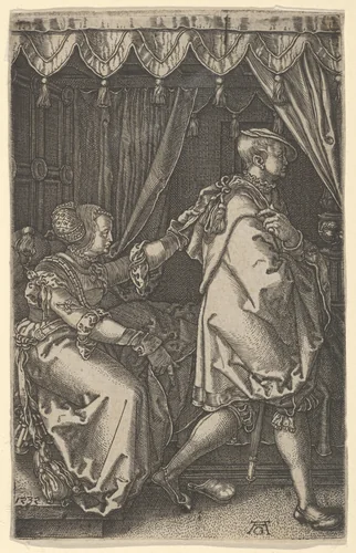 Joseph and Potiphar's Wife, from "The Story of Joseph" by Heinrich Aldegrever, print, 1532