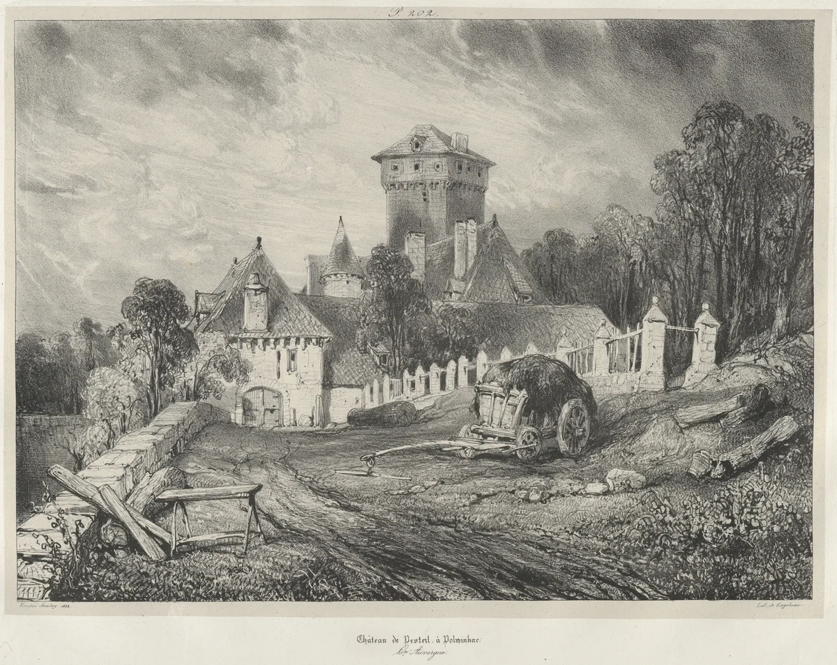 Pesteil Castle in Polminhac by Eugène Isabey, print, 1832