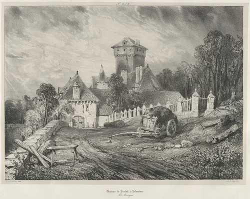 Pesteil Castle in Polminhac by Eugène Isabey, print, 1832
