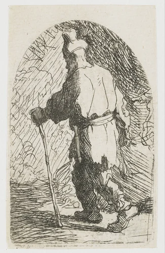 The flight into Egypt: a sketch: St Joseph by Rembrandt van Rijn, print, 1628