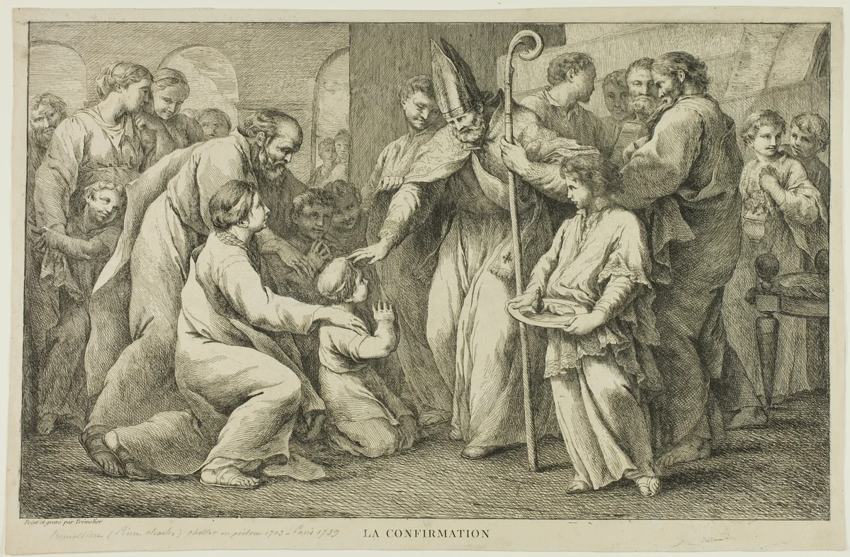 The Confirmation by Pierre Charles Trémolières, print, 1723-1739