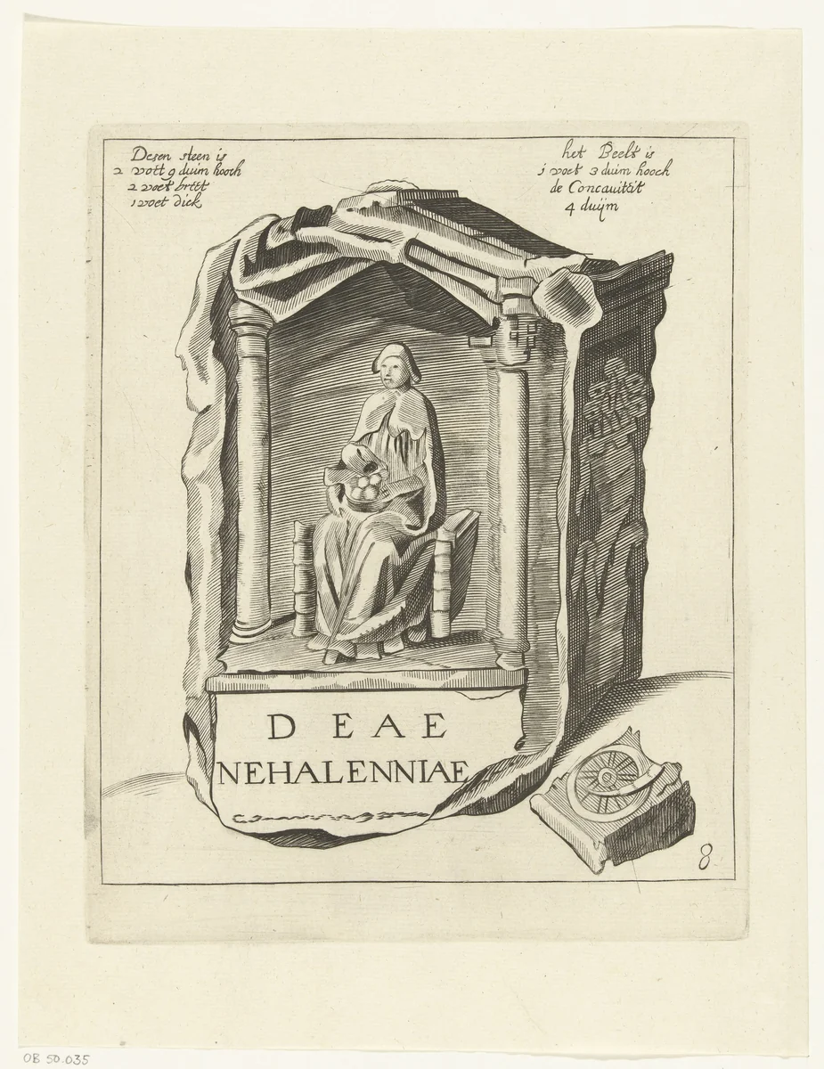 Nehalennia-altaar by Hendrick Danckerts, print, 1647