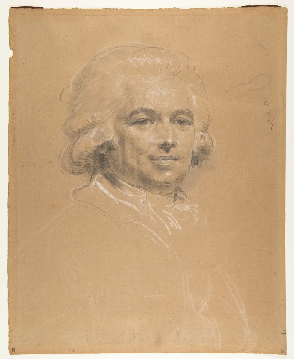 Head of a Man by Claude Jean-Baptiste Hoin, drawing, 1760-1817