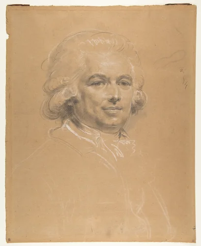 Head of a Man by Claude Jean-Baptiste Hoin, drawing, 1760-1817