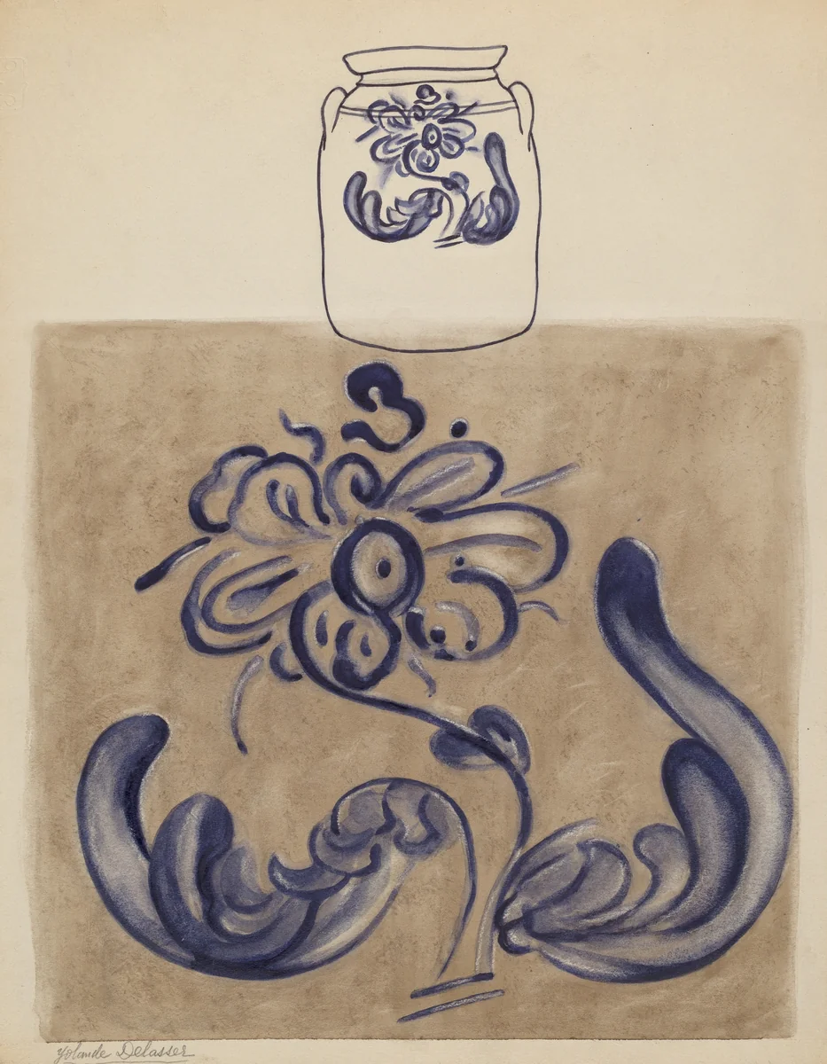 Jar by Yolande Delasser, index of american design, 1937-1938