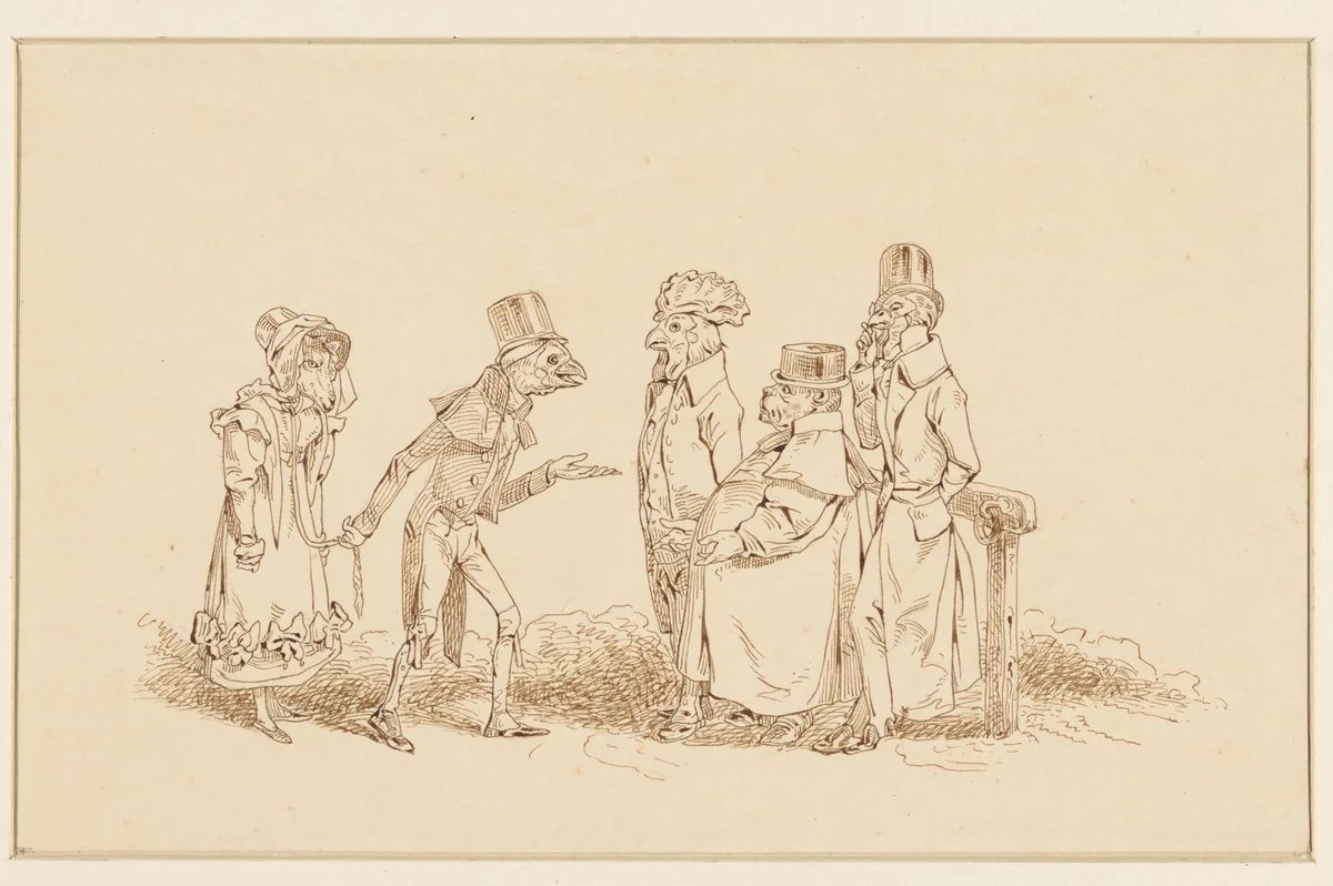 Vogels en een geit of schaap by Wilhelm Koller, drawing, 1839-1884