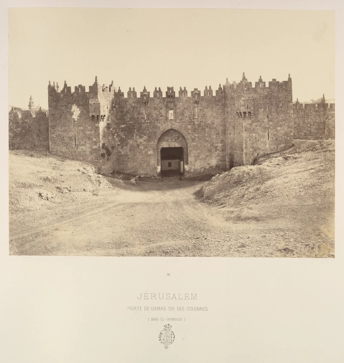 Jérusalem. Porte de Damas ou des colonnes (Bab-el-Ahmoud) by Louis de Clercq, photograph, 1860