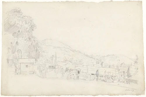 Gezicht op een kleine Bretonse haven by Eugène Boudin, drawing, 1834-1898