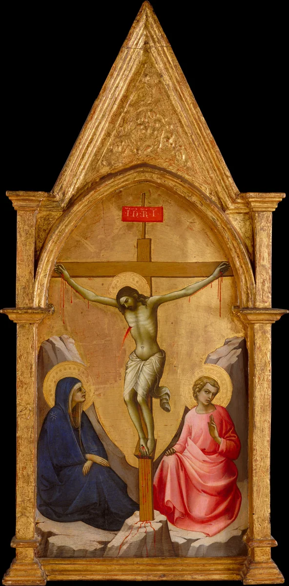 The Crucified Christ between the Virgin and Saint John the Evangelist by Lorenzo Monaco, painting, 1403-1409