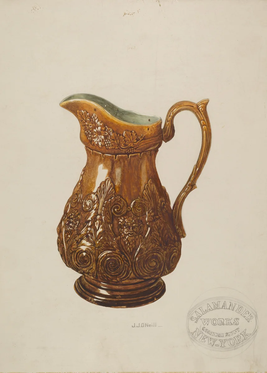 Pitcher by J.J. O'Neill, index of american design, 1938