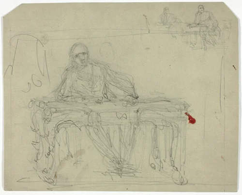Man at Writing Desk by George Cruikshank, drawing, 1800-1899