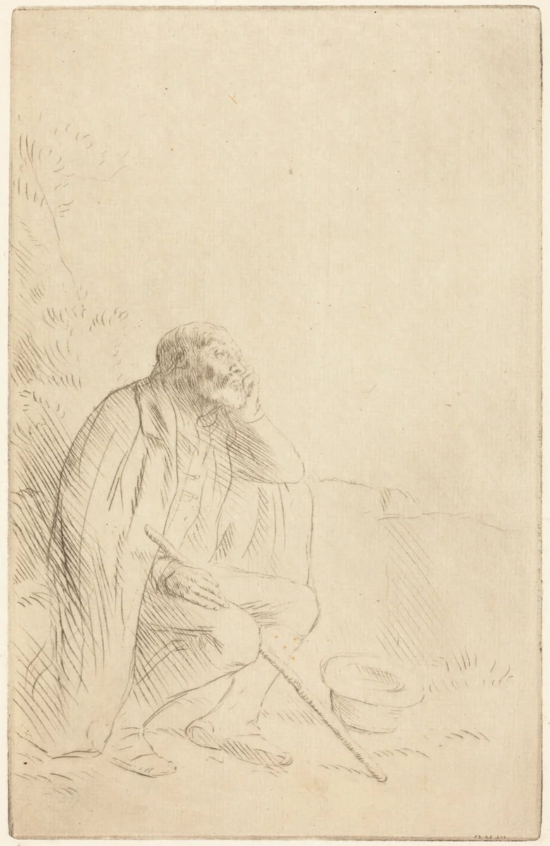 Day-dream (Le reveur) by Alphonse Legros, print, 1837-1911