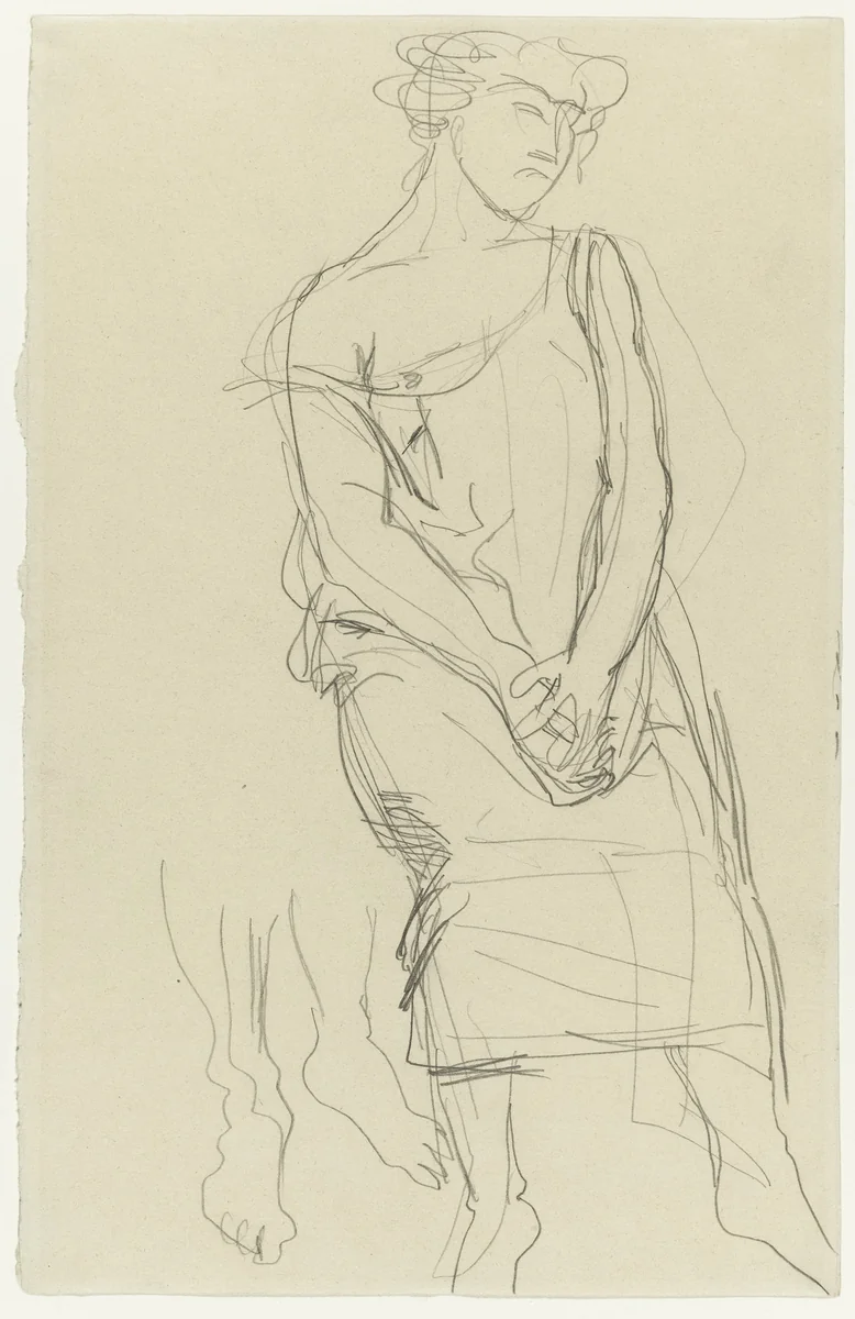 Seated Woman by Auguste Rodin, drawing, 1900