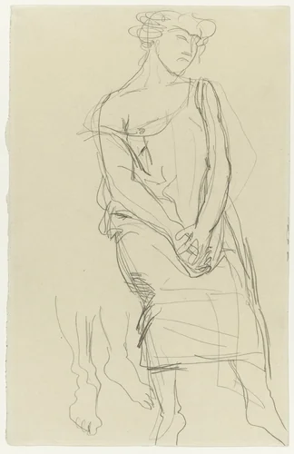 Seated Woman by Auguste Rodin, drawing, 1900