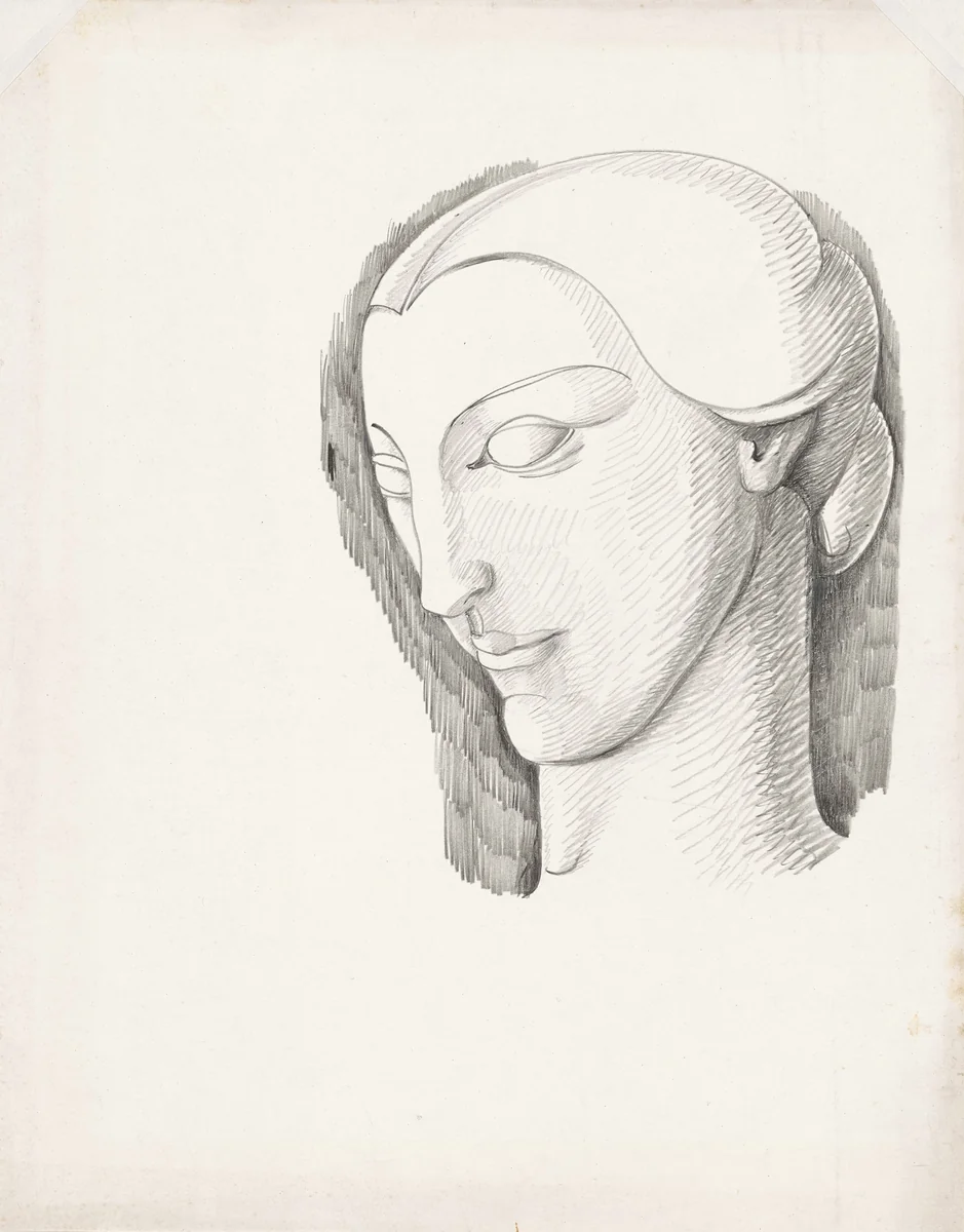 Female Head by John Storrs, drawing, 1925-1928