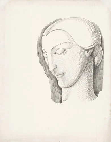 Female Head by John Storrs, drawing, 1925-1928