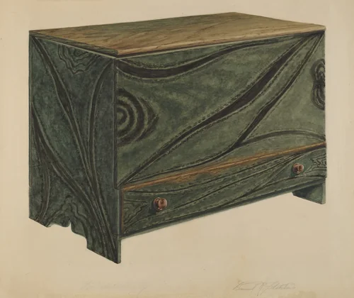 Painted Wooden Chest by Daniel Fletcher, index of american design, 1938