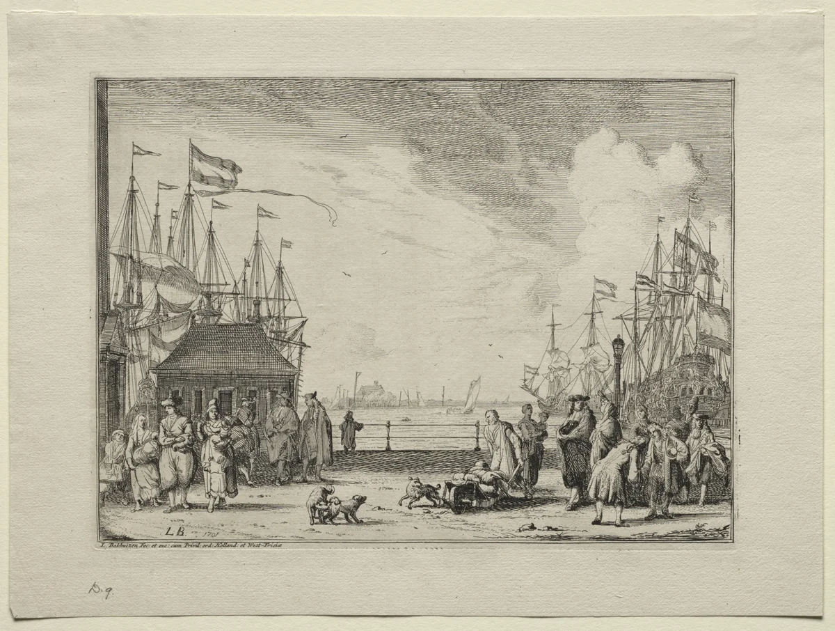 Port at Amsterdam by Ludolf Backhuysen, other, 1701