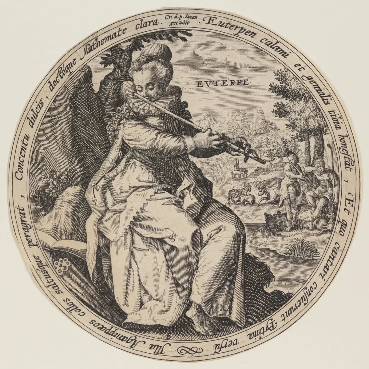 Calliope, from The Muses by Crispijn van de Passe, print, 1590-1620
