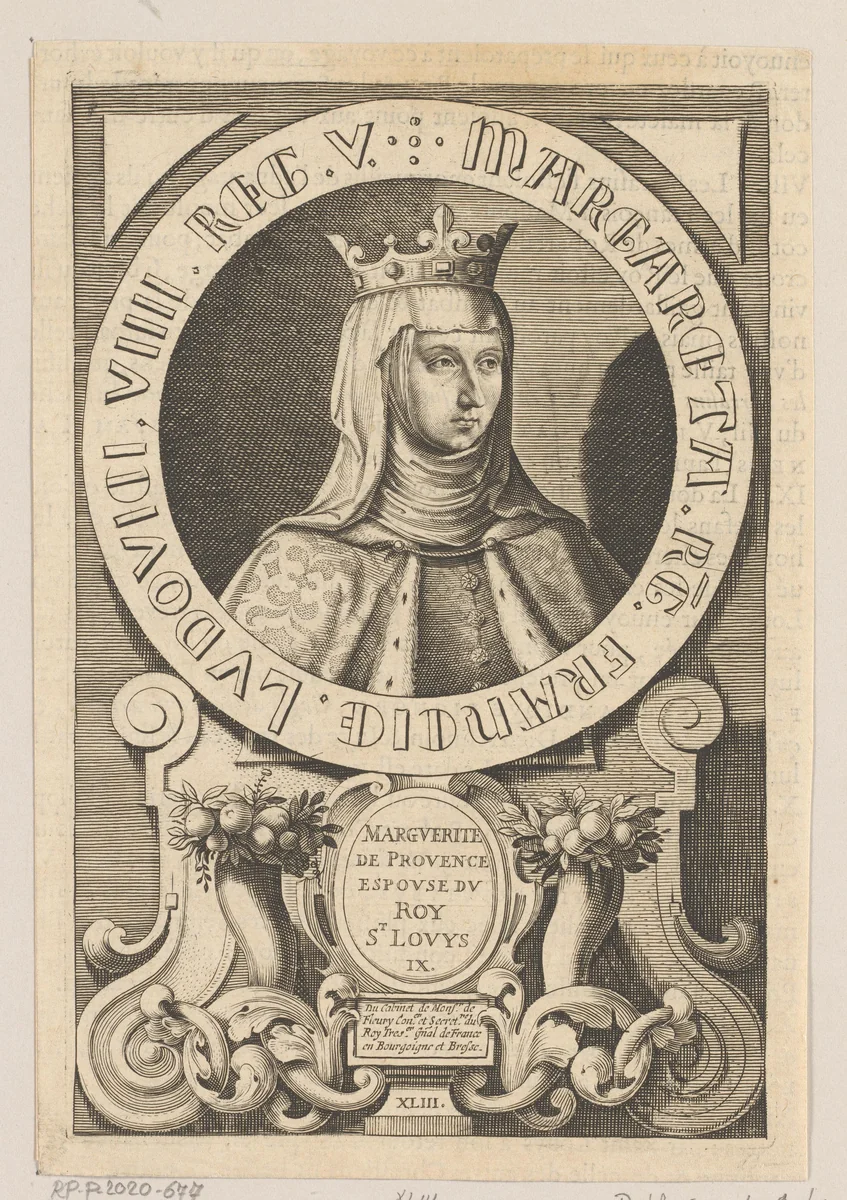 Portret van Margaretha van Provence by Jacques de Bie, print, 1643