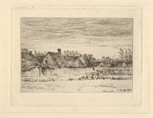 Landscape by Jean-François Millet, print, 1830-1875