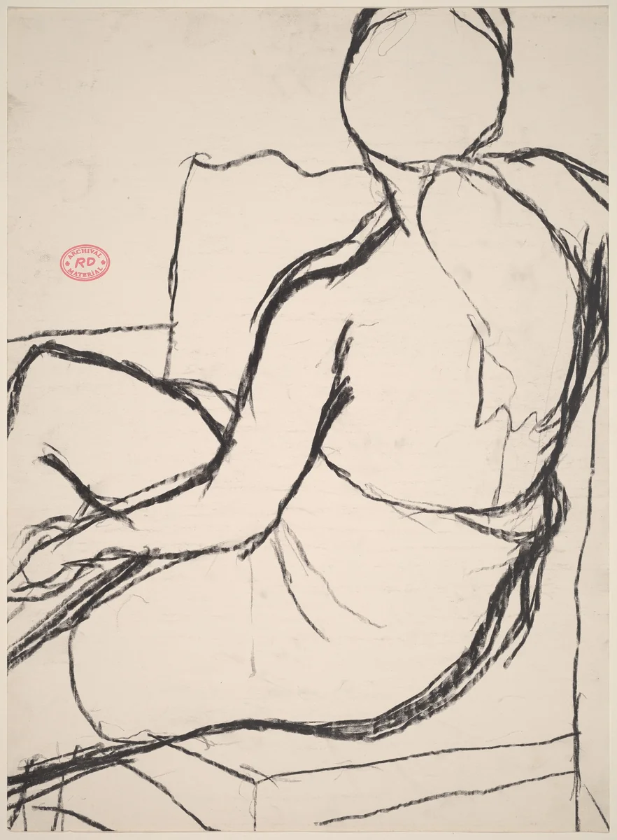 Untitled [seated woman with a ponytail turning away] by Richard Diebenkorn, drawing, 1955-1967