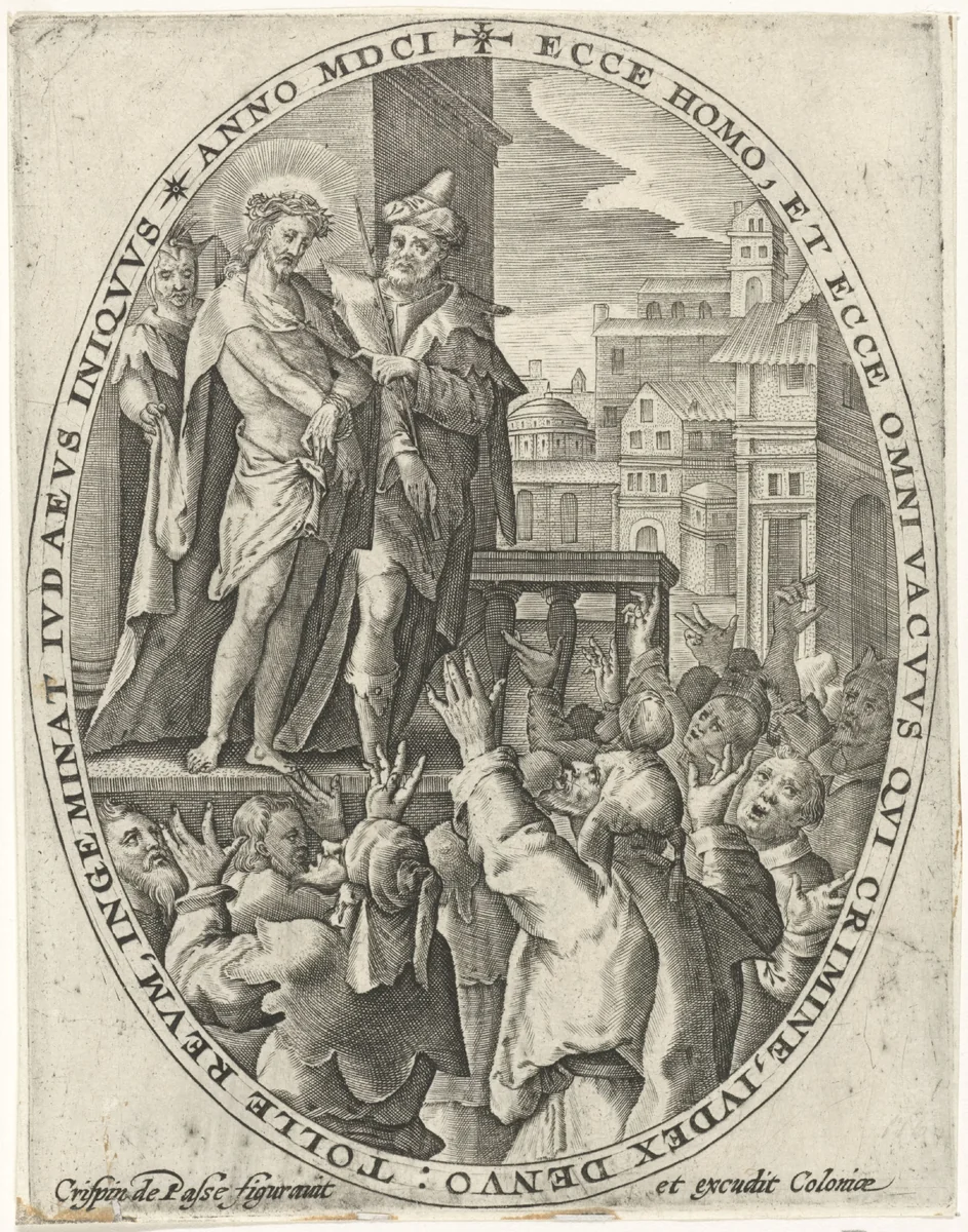 Christus aan het volk getoond by Crispijn van de Passe, print, 1601